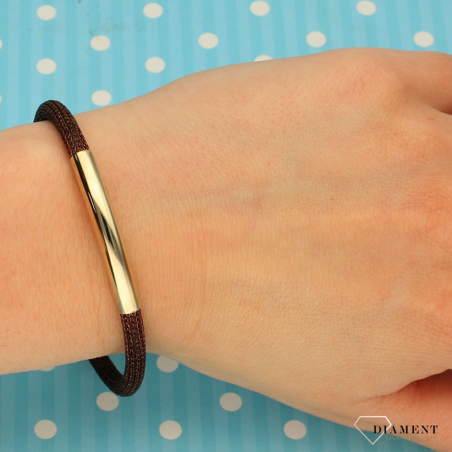 Srebrna bransoletka w kolorze brązowym z pozłacaną wstawką (1).jpg